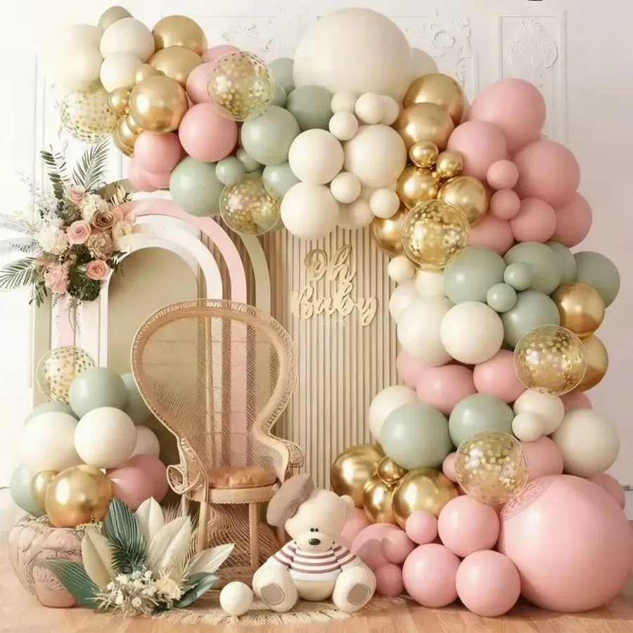 Sage Green and Vintage Pink Balloon Arch Garland Set,  Engagement Parties, and Room Decorations