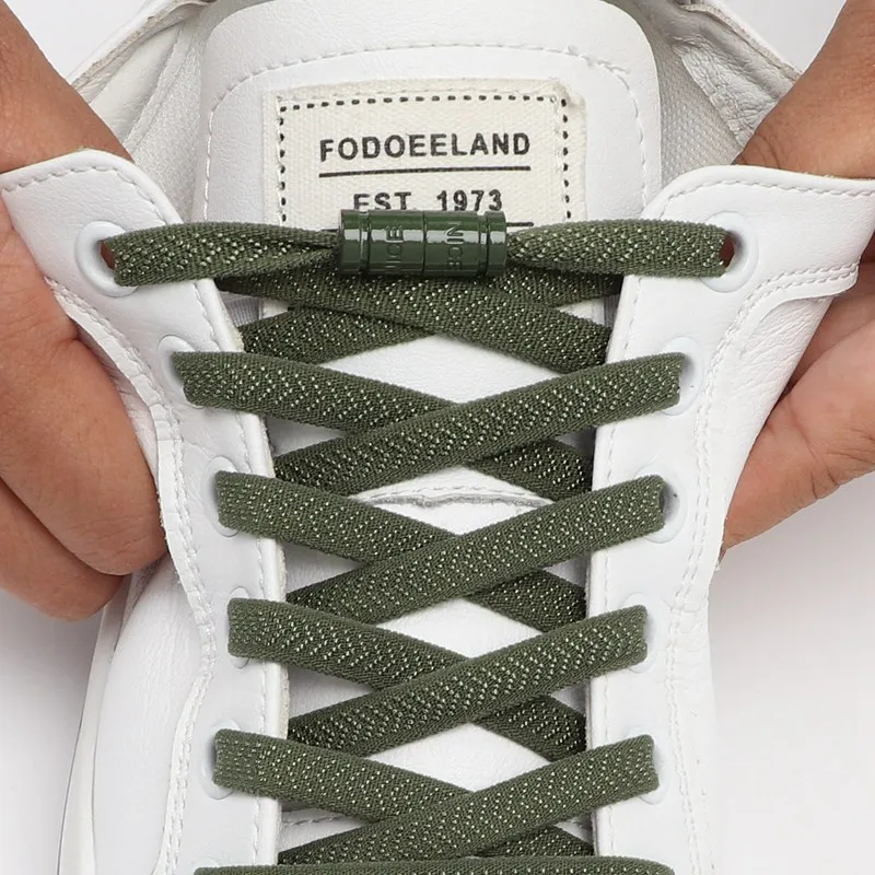 Lacets colorés à verrouillage de Capsule sans attaches, lacets élastiques, baskets sans cravate, lacets plats et rapides pour enfants et adultes