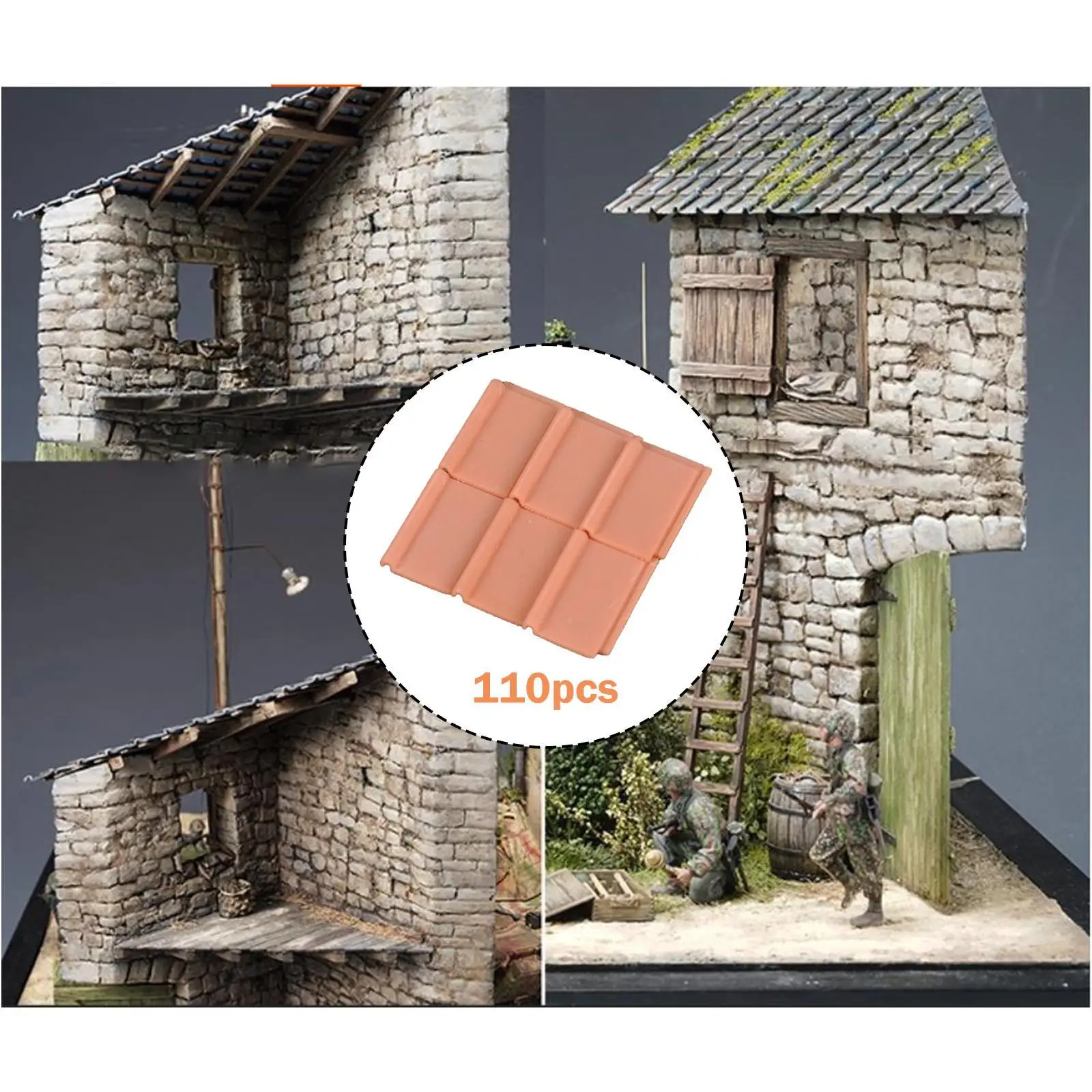 

1:35 Roof Tiles Resin Roof Accessory Landscape Decor for Miniature Architecture House, Layouts, Doll Houses, Dioramas Model