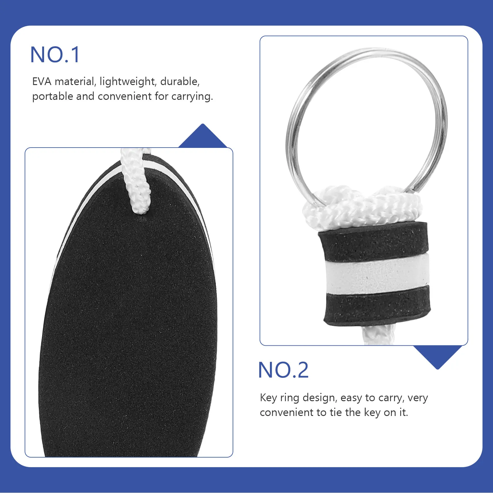 

Набор из 2 плавающих брелоков из ЭВА, черные, портативные, легкие, для каяка, каноэ, лодок, плавания, пляжа, активного отдыха на природе