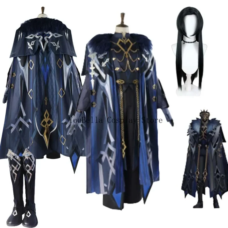 

Fatui капитан косплей костюм Il Capitano парик наряд Genshin Impact ботинки аниме стиль Хэллоуин вечерние костюм для ролевых игр мужской