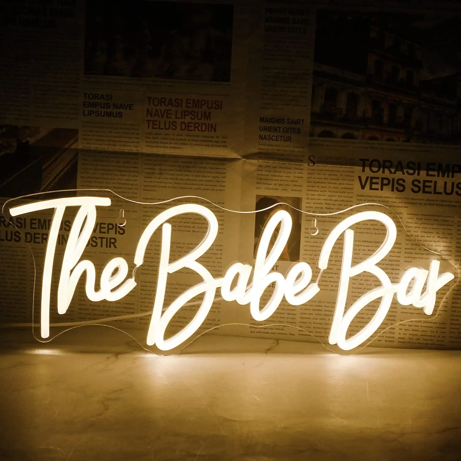 The Babe Bar Neon Led Sign Warm White Neon Sign for Wall Decor USB Powered Neon Lights Sign for Living Room Windows
