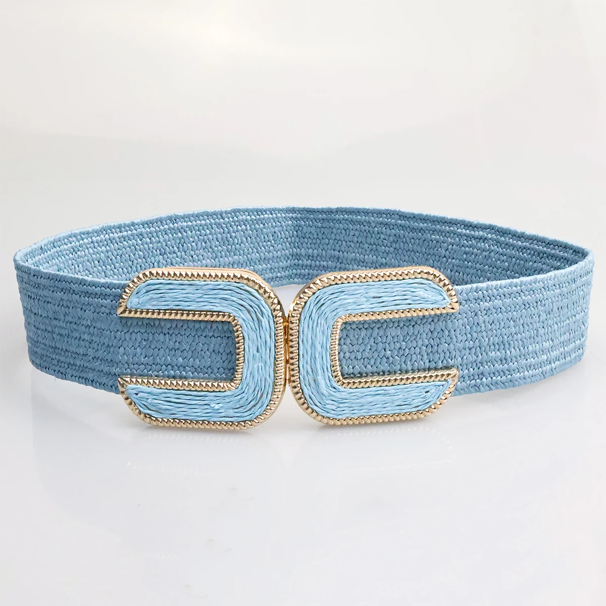 5cm Fashion Elastic Women\'s Belt PP Grass Woven Solid Color Elastic Belt for Women