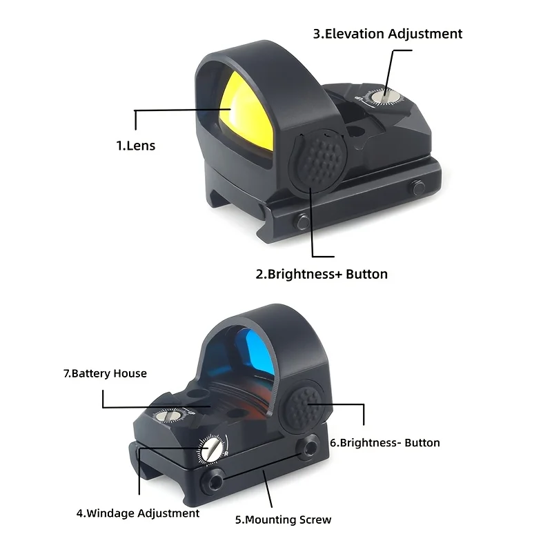 2 MOA Mini Red Dot Sight Optics Gun Sights لـ 2.2 سم / 0.86 بوصة Picatinny Rail
