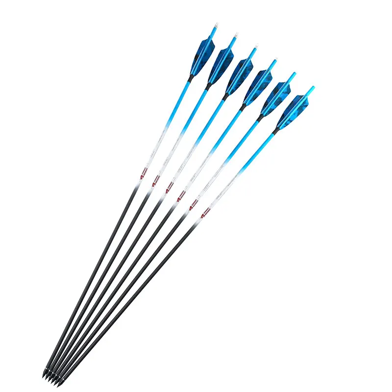 

6/12Pcs ID6.2mm Archery Carbon Arrows Shaft Turkey Feather Spine300 340 400 500 600 for Compound/Recurve Bow Archery Hunting