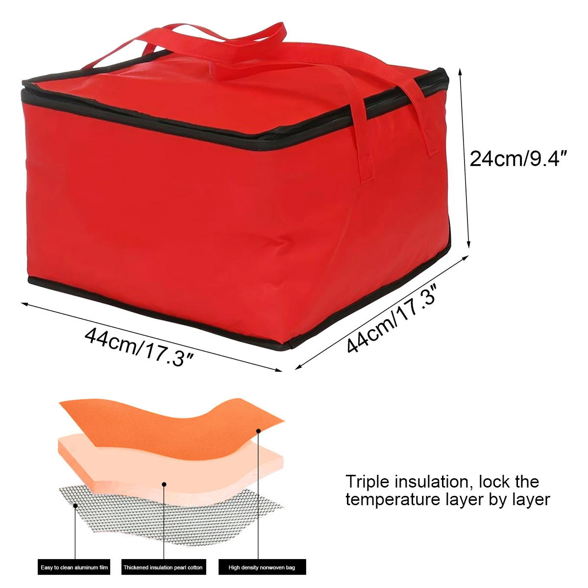 Red/Blue Waterproof Insulated Bag Cooler Insulation Folding Picnic Ice Pack Food Thermal Food Delivery Bag Pizza