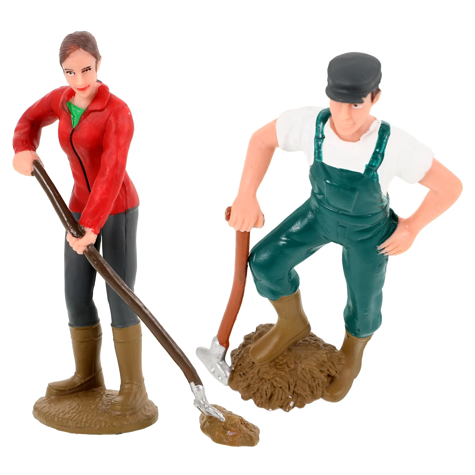 

2Pcs Adorable Mini Farm Worker Figures Realistic Cartoon Style Simulation Decor for Sand Table Miniature Farm Layout Desktop