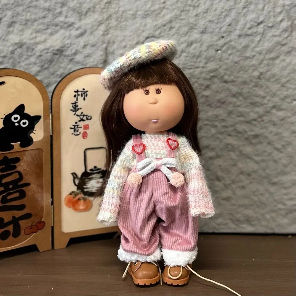 Boneca de Vinil com Cabelo Cacheado de 24cm, Boneca Mia Potato com Olhos de Grão de Feijão, Acessórios para Bonecas de Ação de Pele Escura