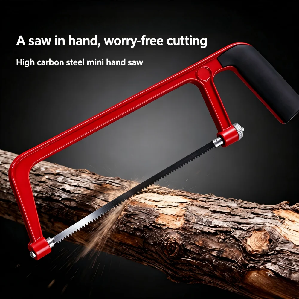6 Inch Aluminum Alloy Hacksaw Frame Mini Hand Saw for Wood Metal Cutting DIY Woodworking Model Making Durable Tool