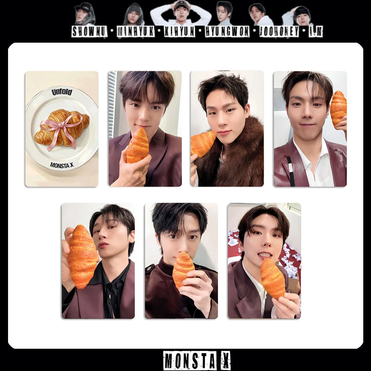 New 6PCS popular men's group MONSTA X peripheral small card UNFOLD