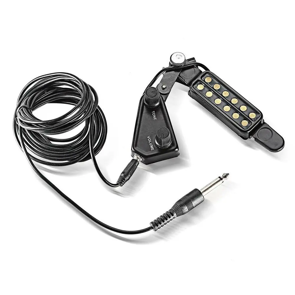 12-Hole Design Acoustic Guitar Pickup Adjustable Volume Clip-On Style Soundhole Pickup Tone Knobs Enhanced Sound