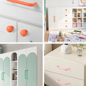 Nắm tay tủ quần áo nhỏ đầy màu sắc, cổ tay tủ trẻ em, hướng dẫn màu cam, hồng, đỏ, xanh, đen, trắng 7 Tay cầm cửa trắng bán hàng chính - №3