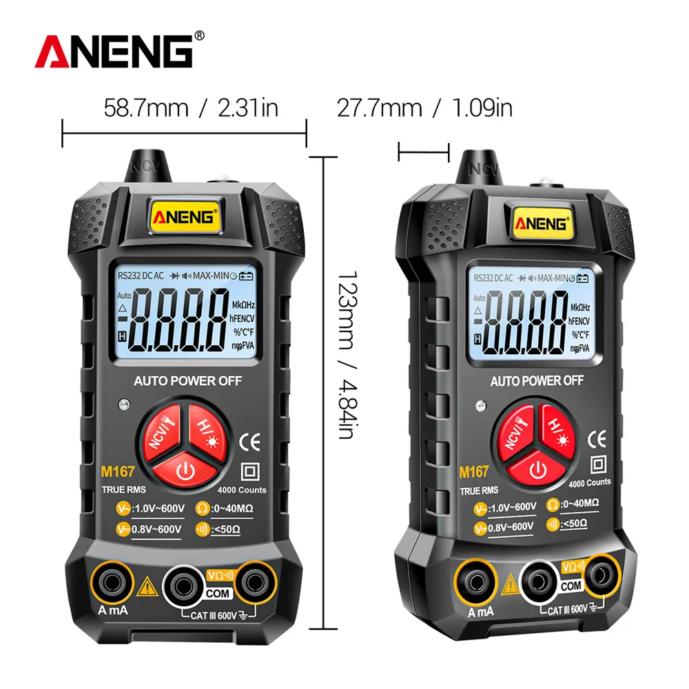 ANENG M167 Smart  Mini Multimeter 4000 Counts Digital Auto Recognition Professional AC/DC Voltage Current Multimeters Tools