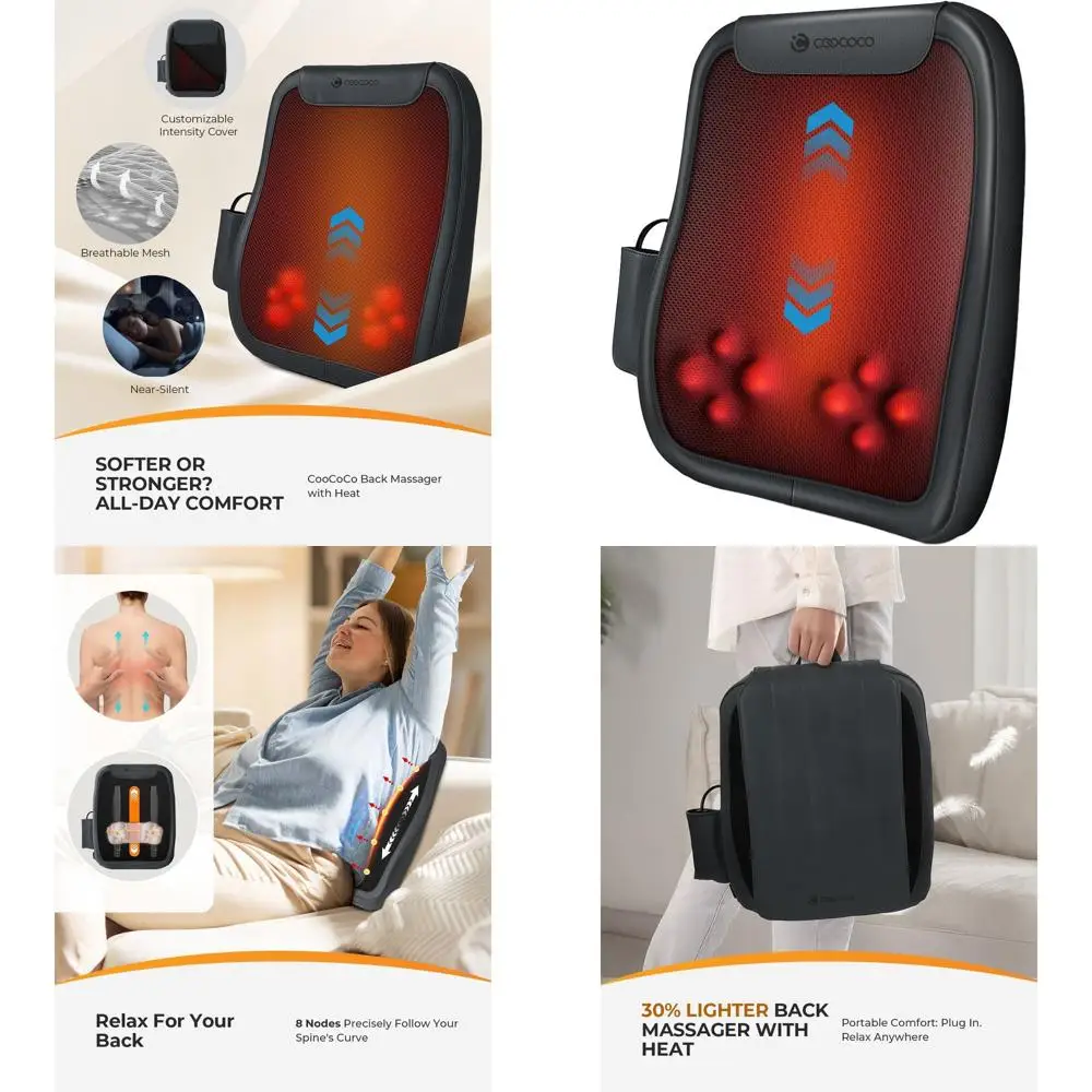 

4D Shiatsu Massager with Heat for Deep Tissue Relief, FSA & HSA Eligible, Ideal for Lower Back Pain Relief for Men & Dads