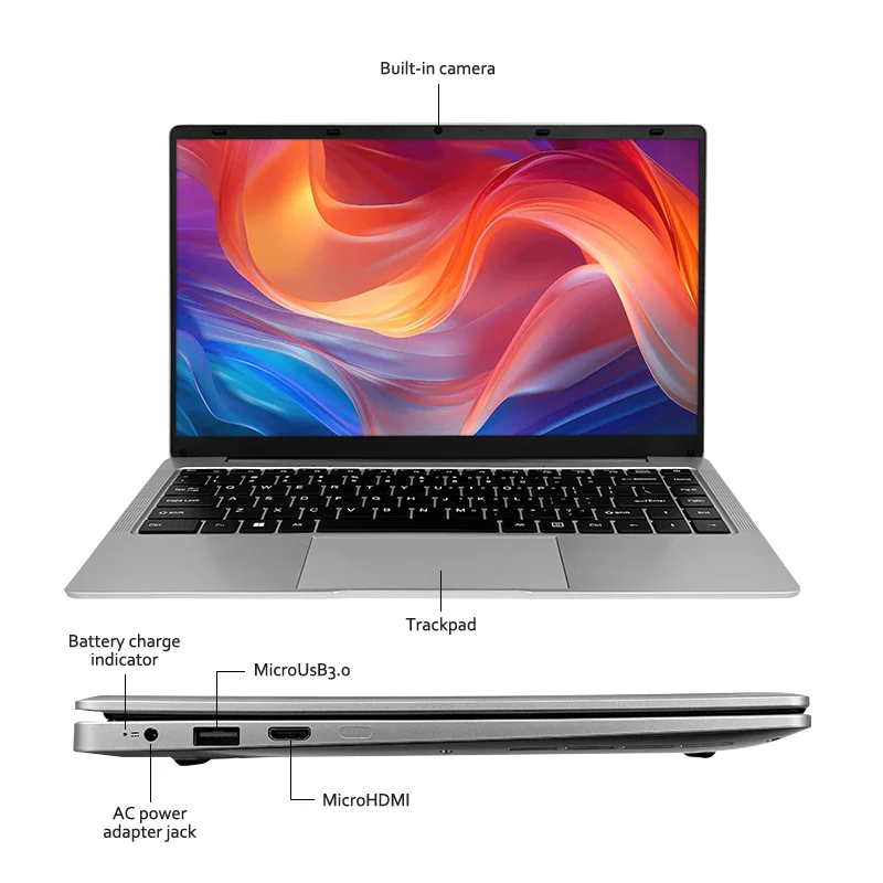 14.1 Inch Student Laptop Computer, Portable Notebook For Daily Study And Office Working Use