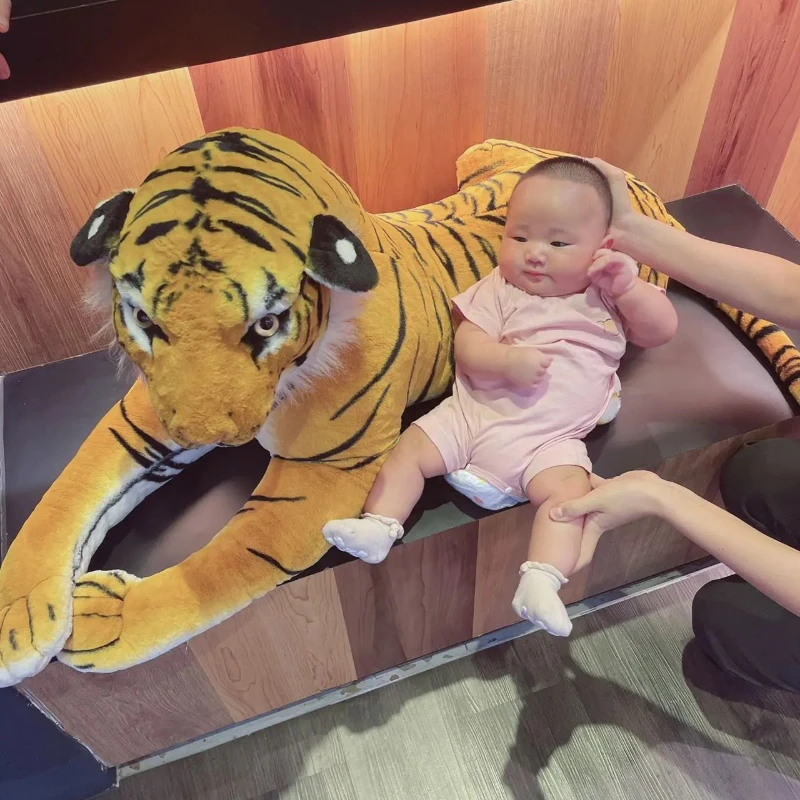50-160cm Simulation Tiger Plush Toy Big Size Stuffed Animal RealLife Siberian Tiger Plushies Doll Soft Kids Toys Gifts Home Deco