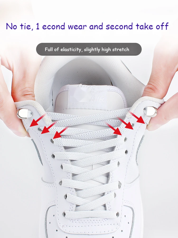 Elastic Laces Sneakers Lazy Quick Shoelaces Without Ties Metal Locks Leisure Shoes Laces for Men Women Sports Running Shoestring