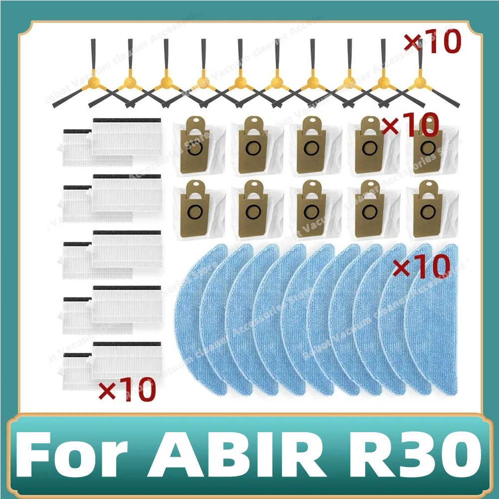 Dla ABIR R30 odkurzacz Robot szczotka filtr Hepa końcówki do mopa worki do odkurzacza wymiana akcesoriów części zamienne