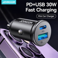 Joyroom 30W USB C Car Charger Adapter PD QC3.0 Mini & Metal USB Charger Fast Charging Phone Charger for iPhone Samsung Galaxy