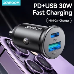 Joyroom 30W USB C Car Charger Adapter PD QC3.0 Mini & Metal USB Charger Fast Charging Phone Charger for iPhone Samsung Galaxy