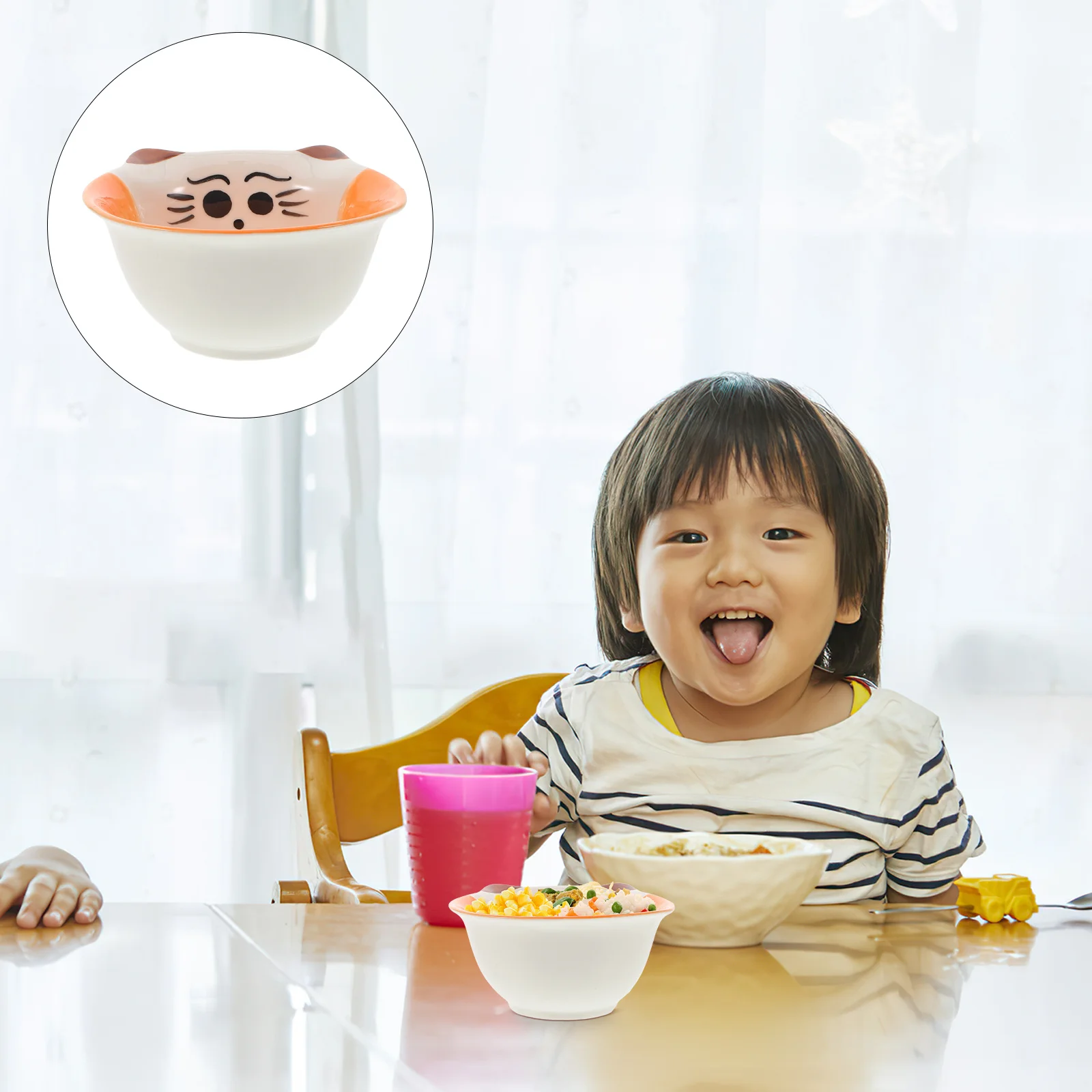 

Cute Small Ceramic Cat Rice Bowl Serving Bowl for Baby Toddler Snacks Meals Portion Control Toddler Snacks Bowls
