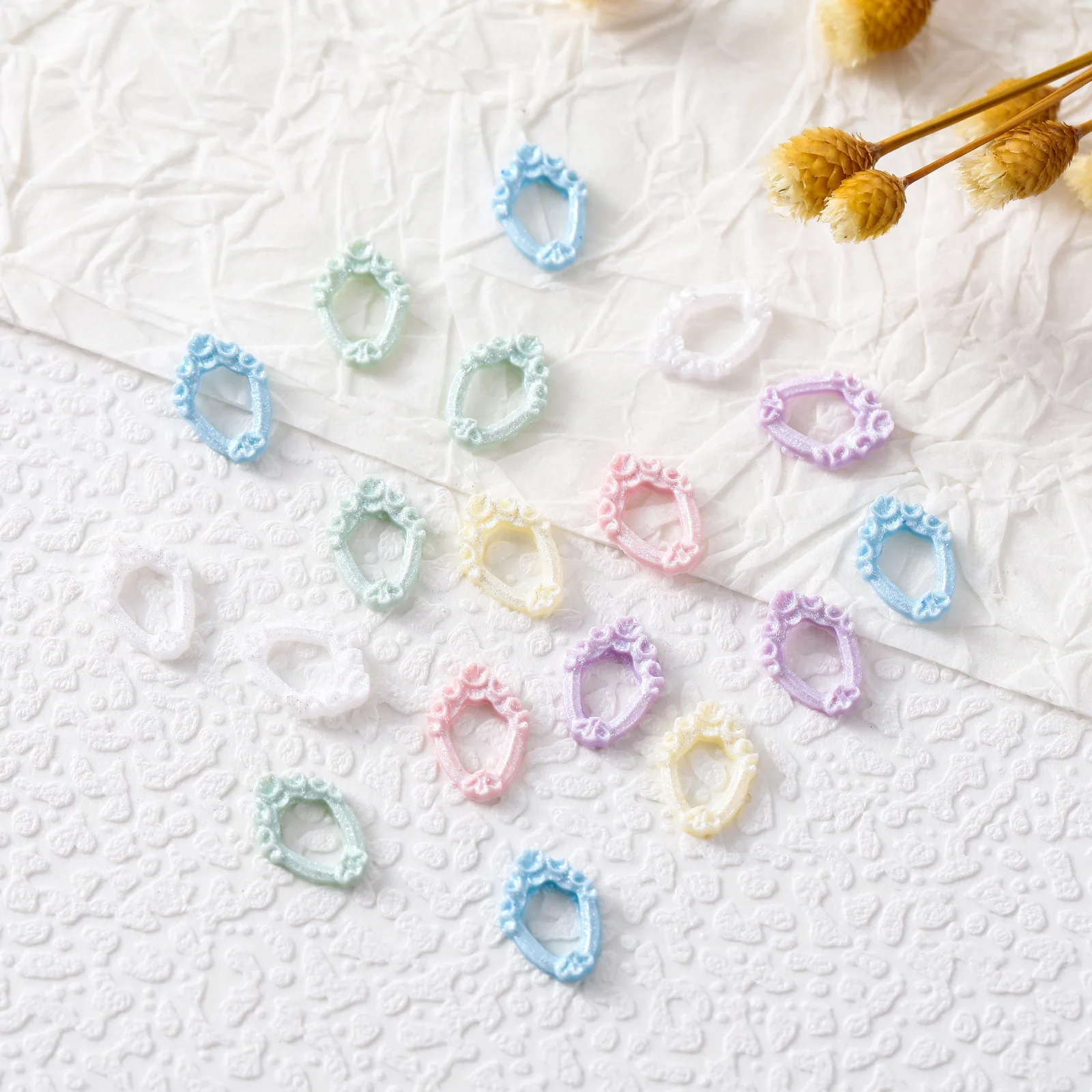 50pcs Photo Frame Nail Art Accessories Colorful Rhombus Resin Diy Nail Art Phone Case Hairpin Decorations Accessories