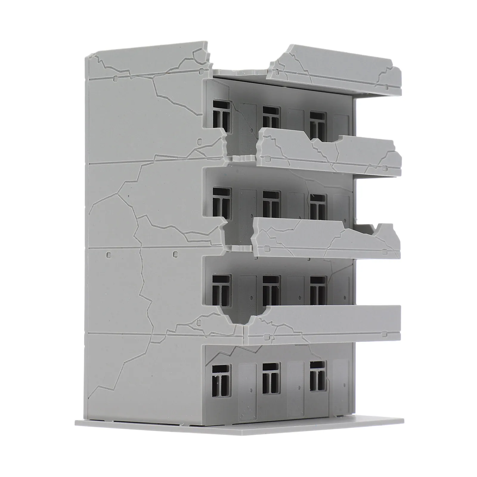 

Damaged Building Miniature 1:144 Scale Ruined Home Architecture Plastic Construction Sand Table DIY Railway Scenery City Ruin