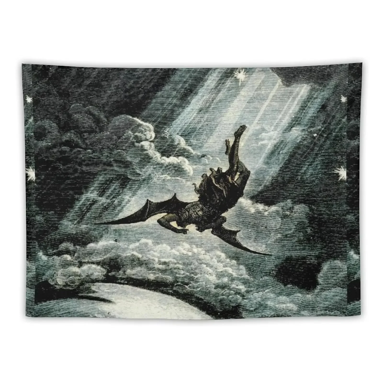 The Falling Angel - Gustave Dore Engraving Tapestry Aesthetic Room Decorations Wall Decoration Tapestry