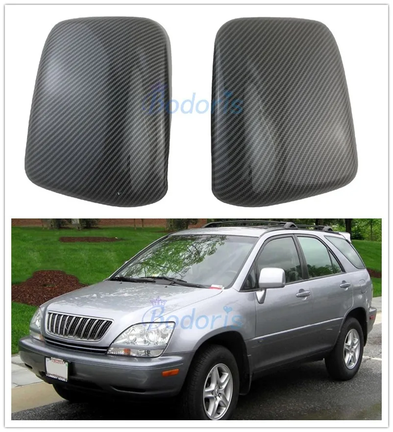 Carbon Fiber Color Side Mirror Cover Rear View Overlay Rearview Caps Sticker For Lexus XU110 RX300 1998 1999 2000 2001 2002 2003