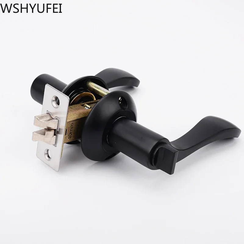 WSHYUFEI Zinc alloy Bathroom Keyless Door Locks Interior Solid Door Handle Lock Security Mute Three-Bar Spherical Lock Household
