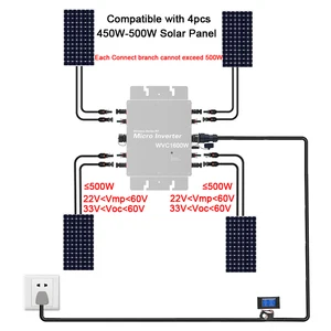 1600W Wireless inverter WVC Solar Grid Tie convert DC22-60V to 120V230V Automatic Switch 8 Main Micro Inverter Sales - №6