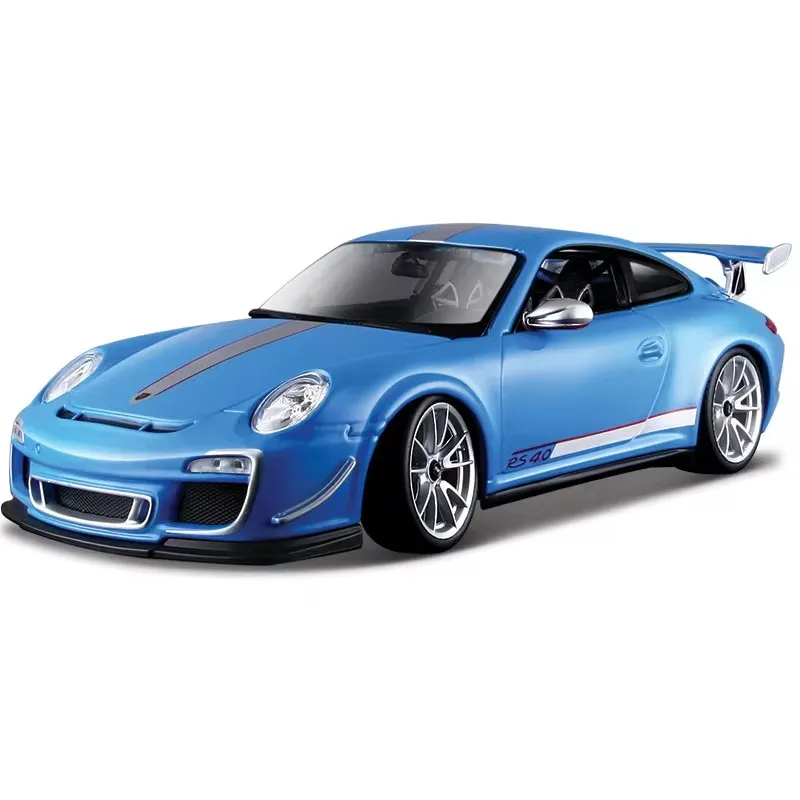 Bruago 1:18 Porsche 911 Gt3 White Blue Die Cast Alloy Car Model Nostalgic   Desktop decorations collecting toys and gifts