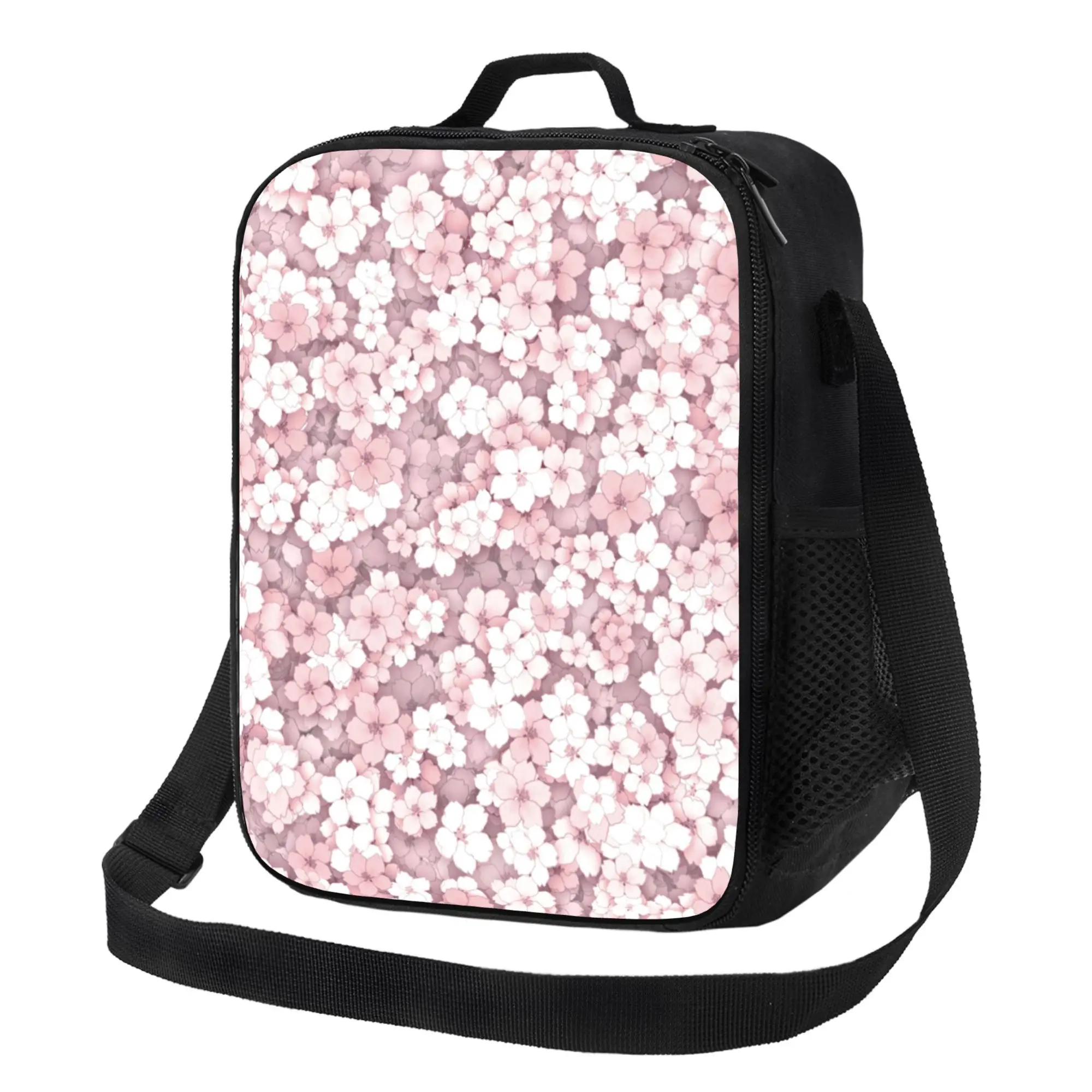 Falling Sakura Cherry Blossoms Tote Bag 600D Oxford Fabric for Office Travel Daily Use
