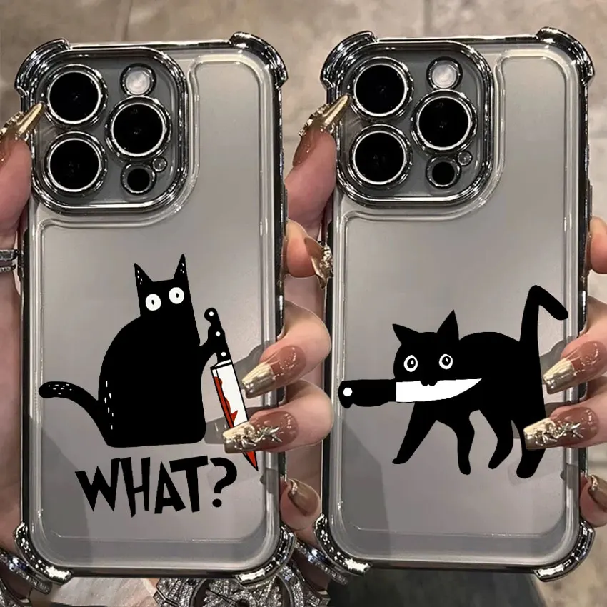 

Terrifying Black Cat Knife Case For Samsung Galaxy A56 A55 A54 A52 A53 A36 A34 A35 A33 A50 A73 A26 A25 A16 A06 Clear Phone Cover