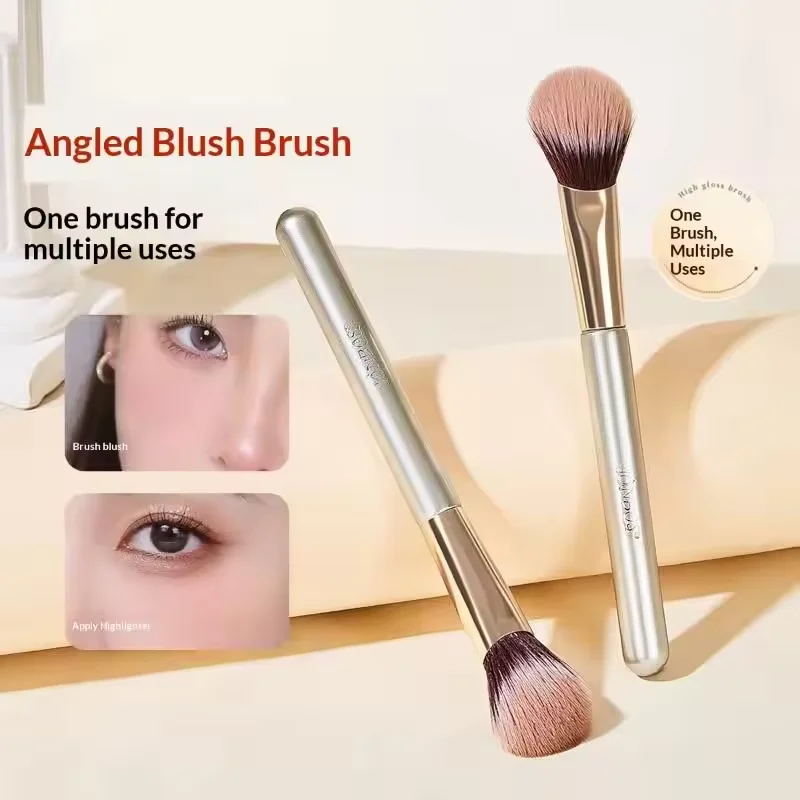 Angled Blush Brush Angled Nose Contour Brush Dual-Purpose Powder Cream Brush Blending Contour Highlight Brush Dotting Brush