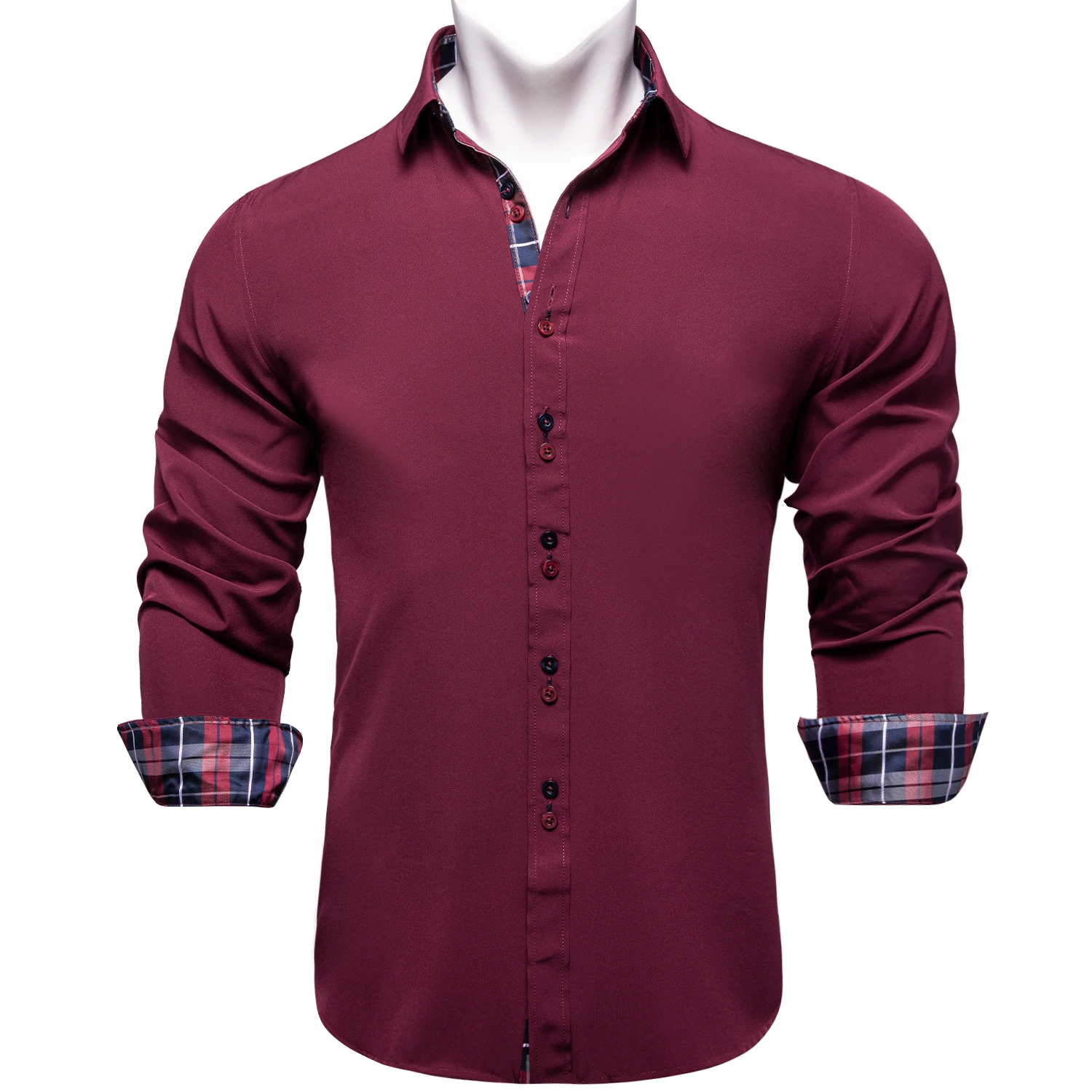 

Long Sleeve Shirts For Men Solid Red Blue Black Splicing Paisley Mens Designer Clothes Camisa Masculina Men Social Dress Shirt