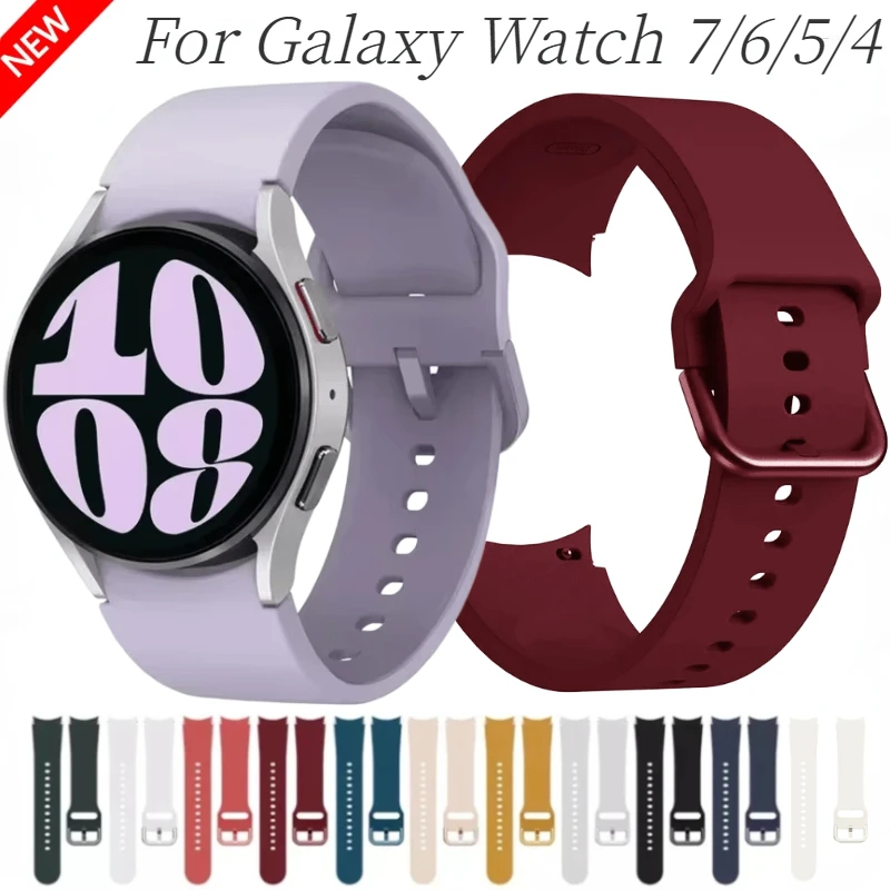

Силиконовый ремешок для Samsung Galaxy Watch 7/6/5/4 40 мм 44 мм Цветной браслет с пряжкой для Galaxy 6 Classic 43 мм 47 мм 5 Pro Belt