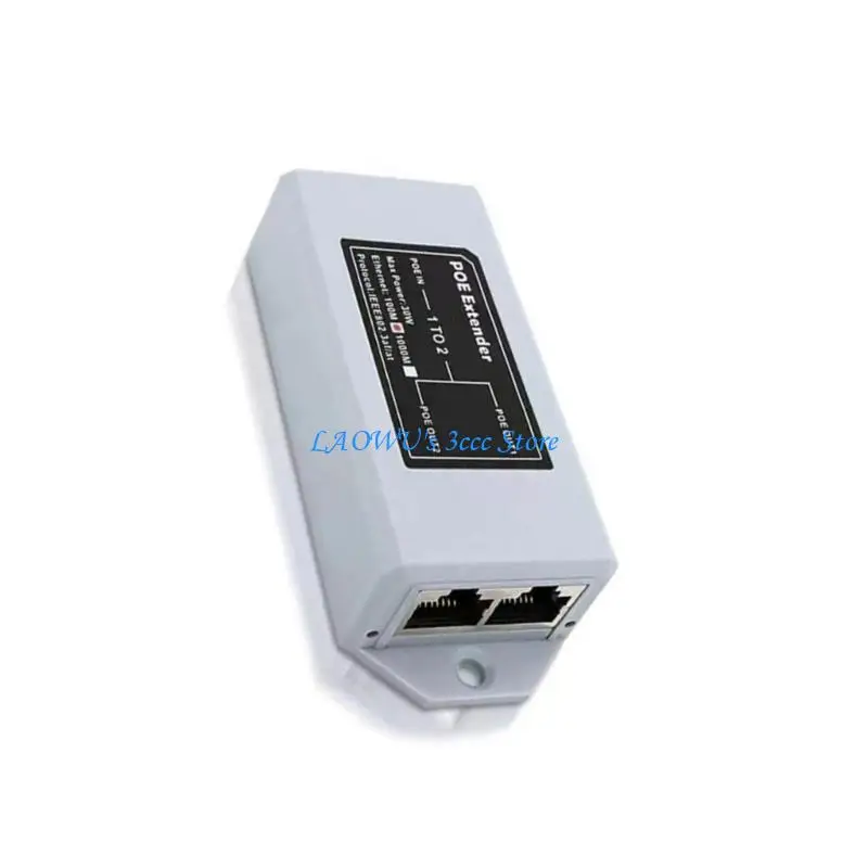 Y8AD 30W POE Networking Extender 1 to 2 Port Ethernet Repeataires Ethernet Poe Extender for Wide Area Use Cat5, Cat5e 100Meter