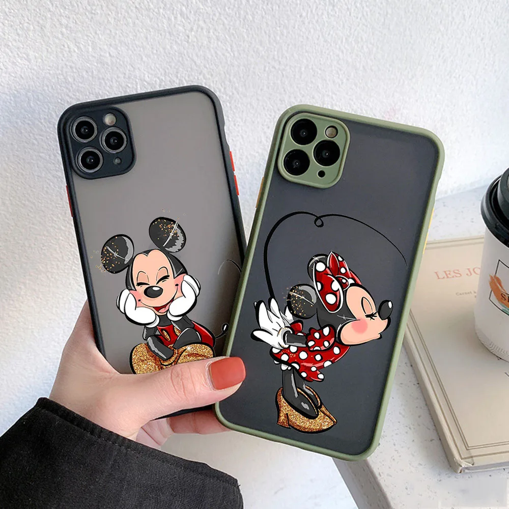 Phone Case For iphone 16 15 14 Pro Max 7 8 Plus 11 12 13 Mini XR XSMax 16Pro Cute Minnie Mickey Mouse Matte Translucent Cover image 2