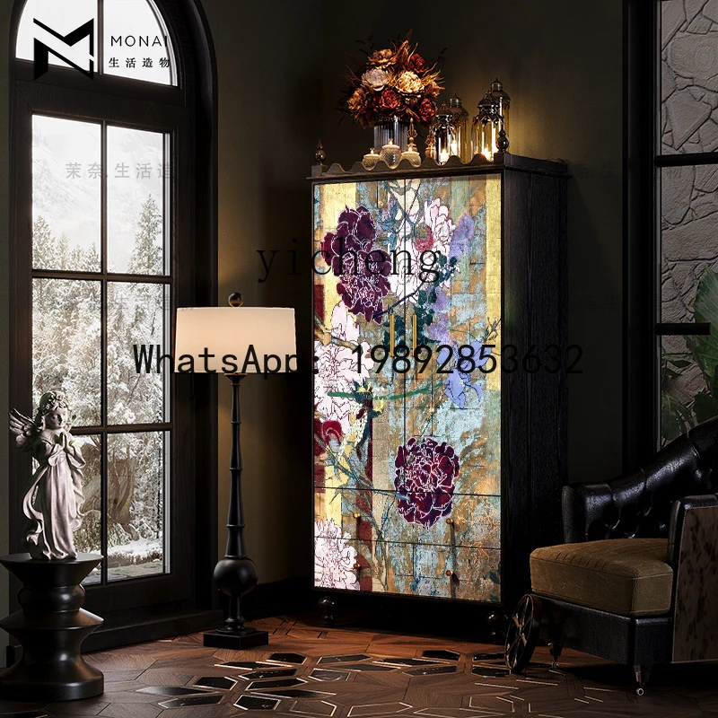 Solid Wood Wardrobe Flower Cluster Storage Decorative Cabinet Bedroom Bedside Cabinet