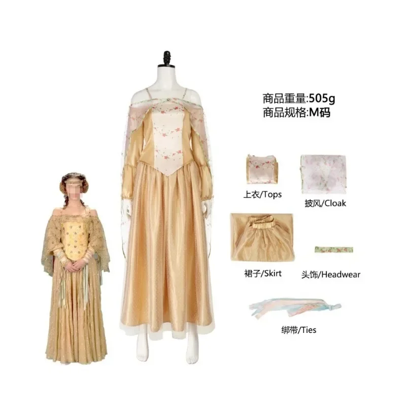 

Желтое платье Amidala, карнавальный костюм для женщин и девочек, костюм космической битвы из фильма, фантазия, юбка для ролевых игр на Хэллоуин
