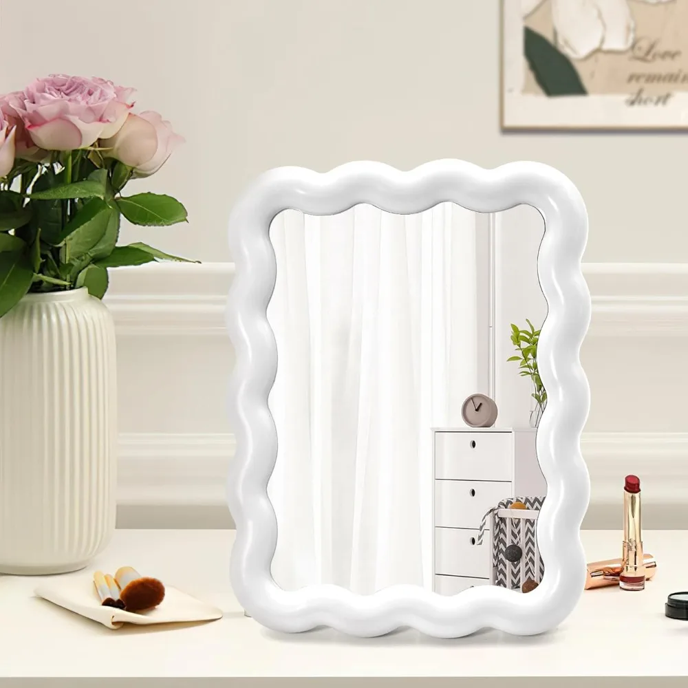 

Cute Wavy Desktop Vanity Mirror, Portable and Beautiful Folding Mirror, Travel Makeup Mirror, Home Decor Mirror