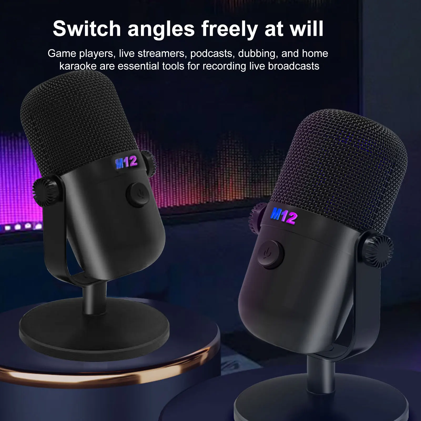 Microfone condensador usb para jogos, microfone para laptop, gravação de telefone, streaming ao vivo, karaokê, efeitos de iluminação rgb, microfone condensador