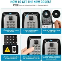 Password Key Lock Box Waterproof Wall Mounted Lock 12 Digit Combination Resettable Large Capacity Security Lock Box for Home Gar