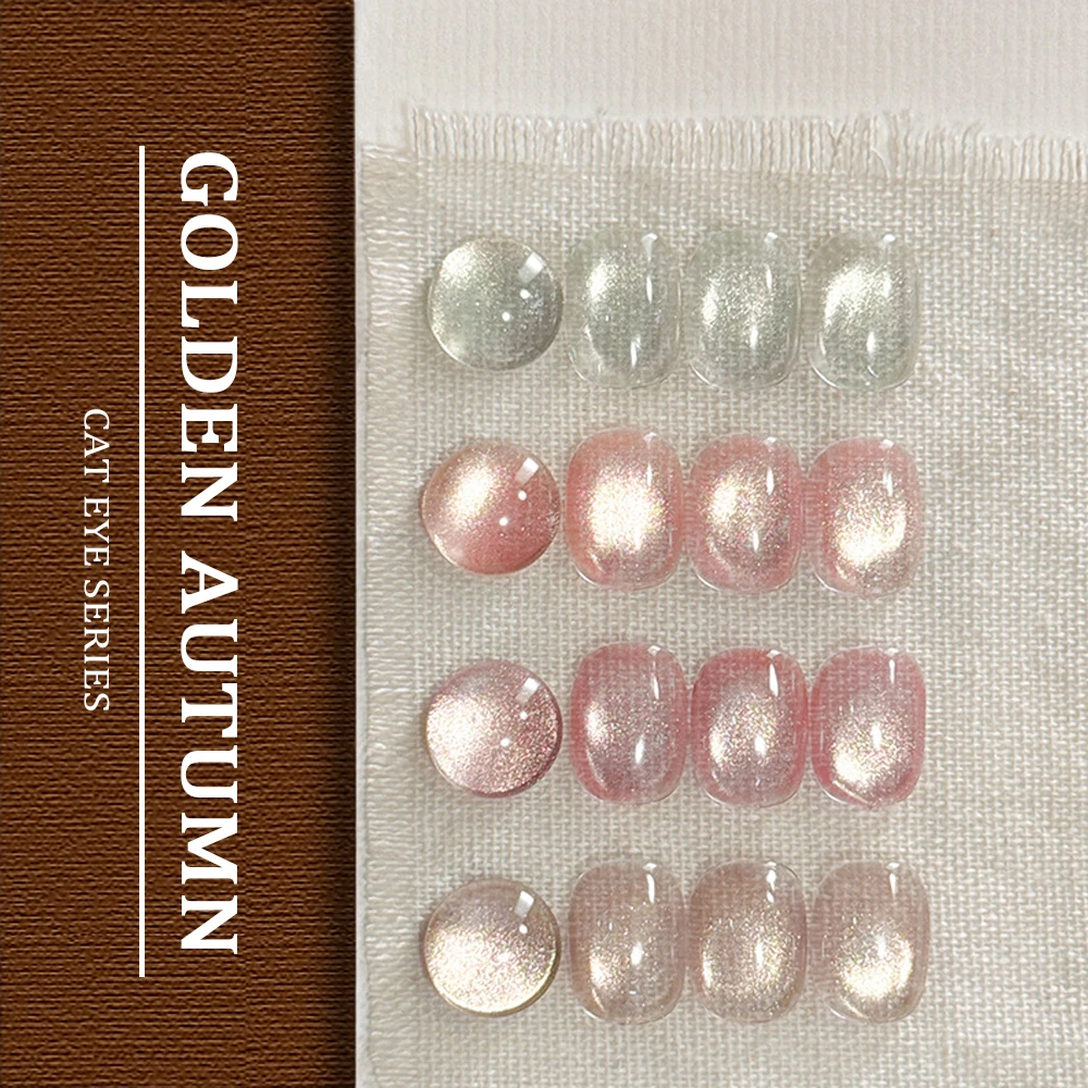 Gel magnetico verde occhio di gatto da 8 ml Serie autunnale dorata Smalto per unghie gel UV LED semi-permanente francese Soak-Off per unghie