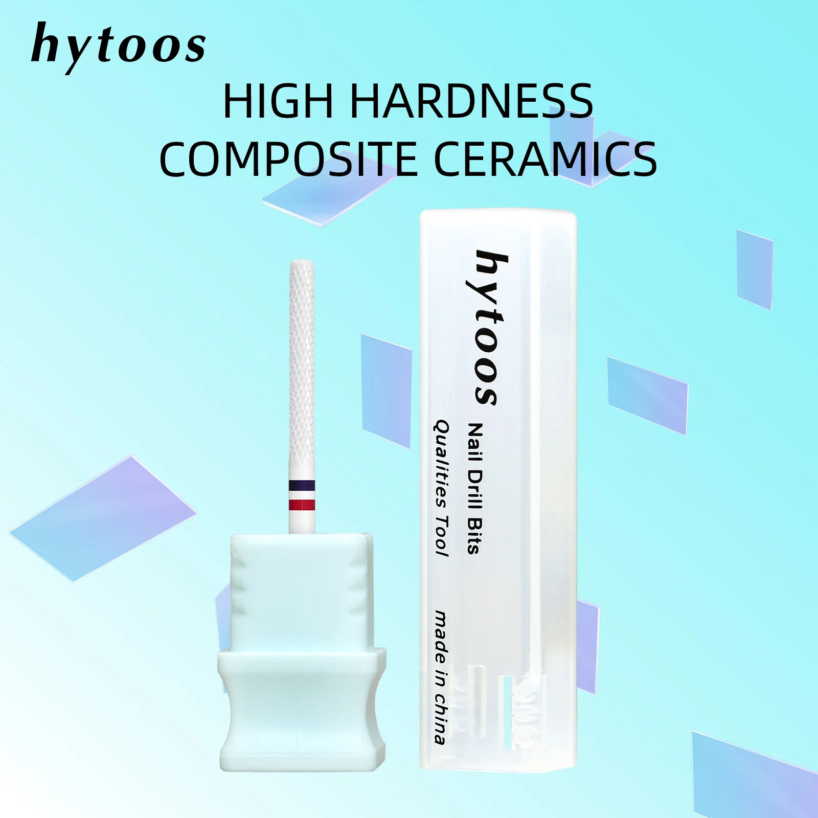 HYTOOS 2.2mm R Cut Long Flute Mini Barrel Nail Drill Bits White Composite Ceramic Pro E-file Bit for Cuticle Clean Gel Removal