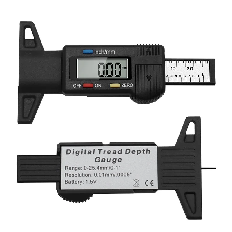 Digital Tread Depth Gauge For Car Tyre Tire Meter Thickness Gauges Automobile Tire Wear Detection Measuring Tools Depth Caliper