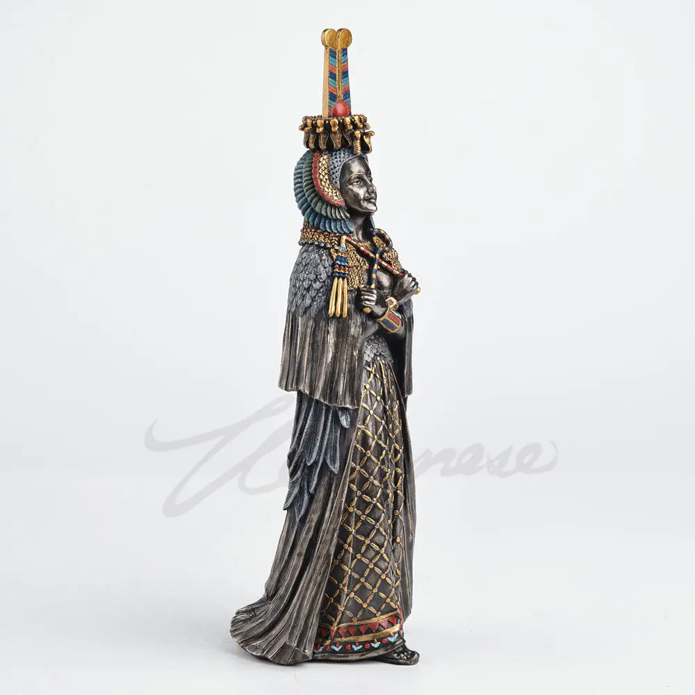 Ancient Egyptian Queen Figurine Resin Statue Pharaoh Wife Sculpture Traditional Headdress Home Office Decorative Ornament Gift