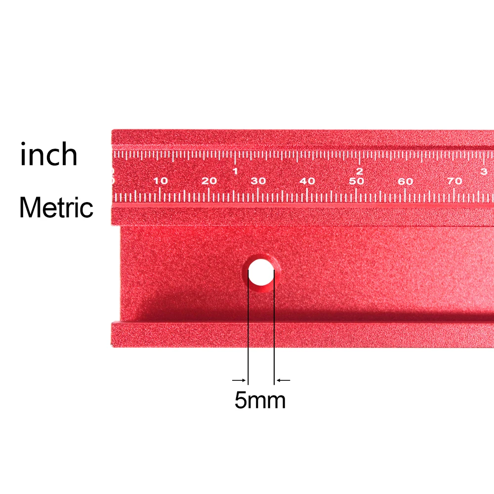 1Pc T-Track 45 Chute with Mm/inch Scale Alloy Red T-tracks Slot Miter Track 40cm Woodworking Saw Table Workbench DIY Tools
