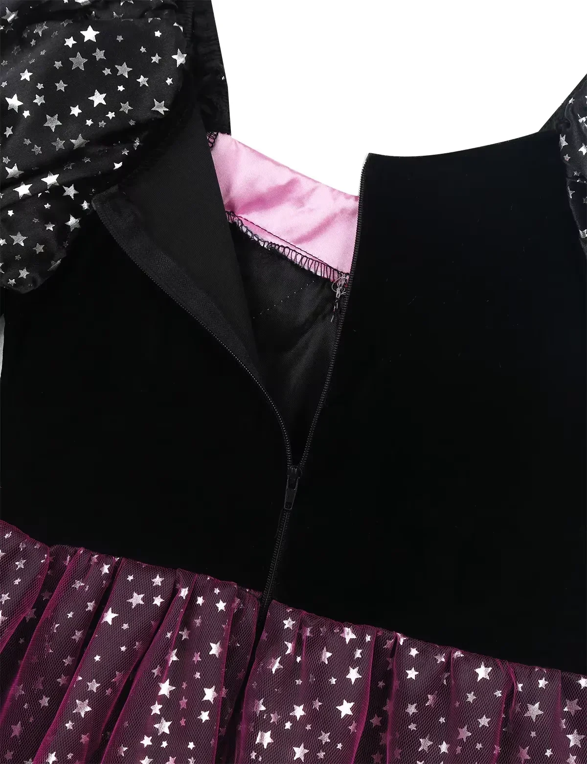 Kinder Mädchen Hexen-Cosplay-Kostüm Komplettes Zubehör-Set Sternenmuster-Kleid Hut Zauberstab für Halloween-Themenparty Aufführung – Detail 7